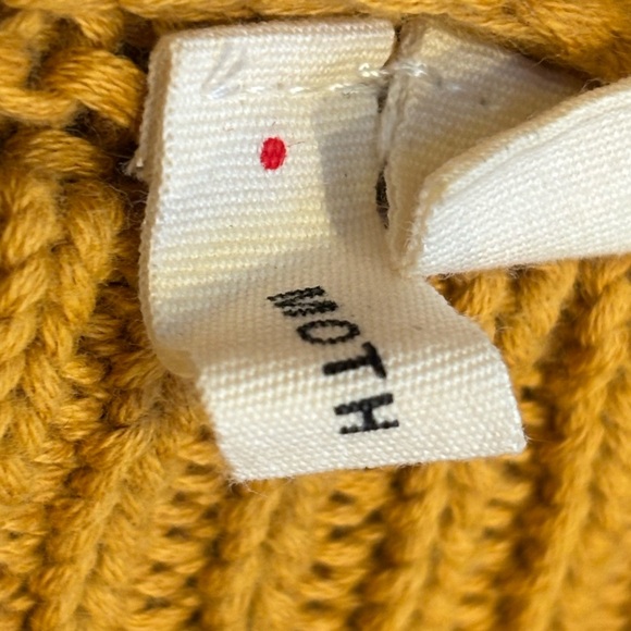 Anthropologie Moth Mustard Yellow Pom Pom Sweater 100% Cotton, Medium 🌻🍂🌻 - Picture 6 of 8